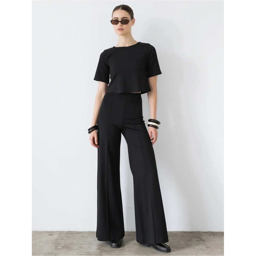 Ripley Rader Wide Leg Pants Womens Black Pintuck High Waist Minimalist Size 2